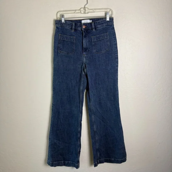 & Other Stories High Rise Flare Patch Pocket Jeans Medium Wash Size 29 - Picture 2 of 16